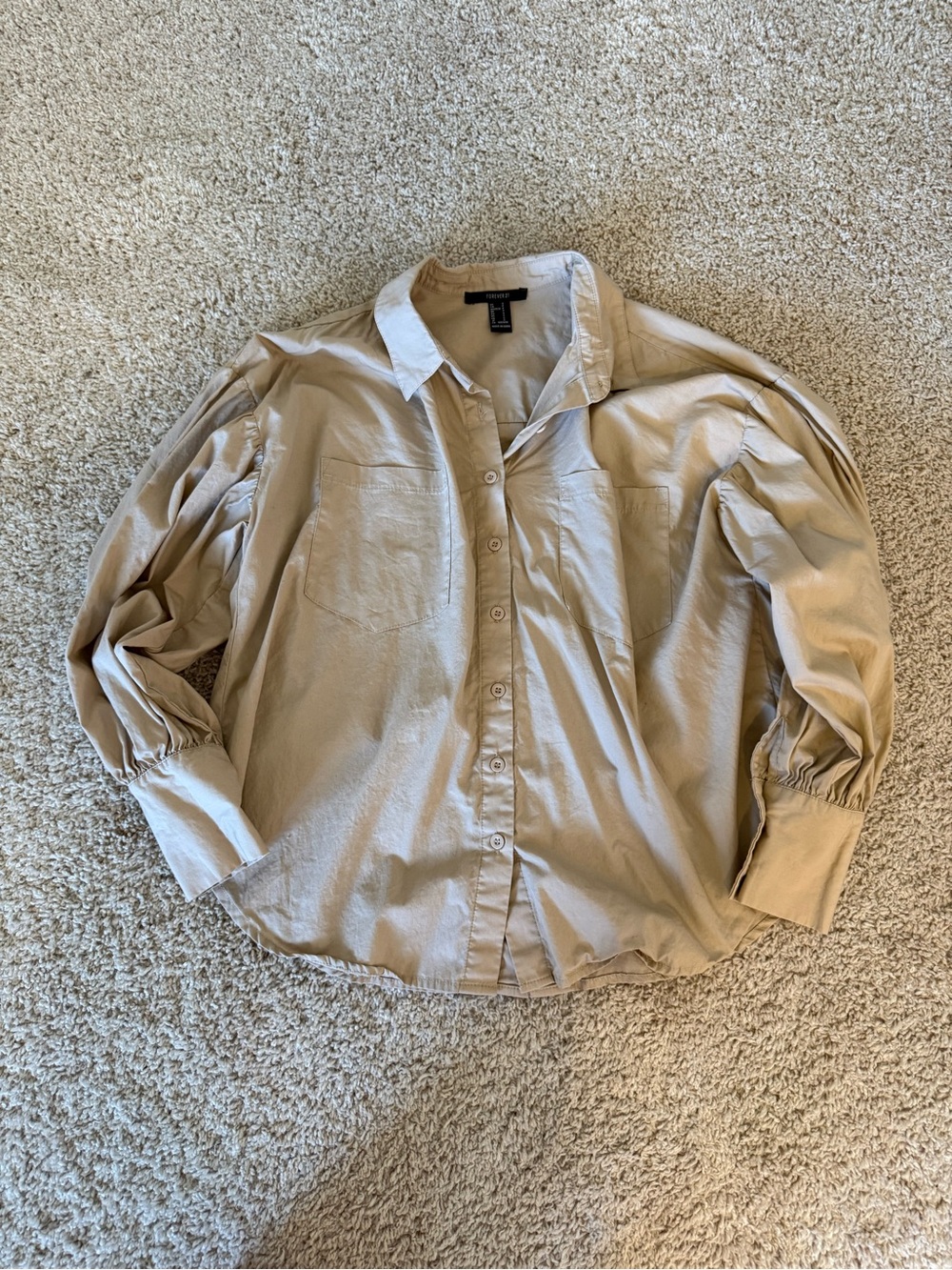 Forever 21 Light Beige Button-Up Top